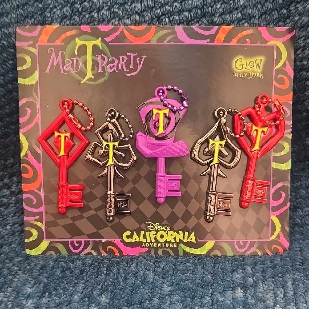 Disney California Adventure Mad T Party Glow-in-the-Dark Key Set